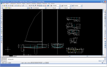 Чертеж швертбота на основе класса ZOOM-8, в программе Autocad.