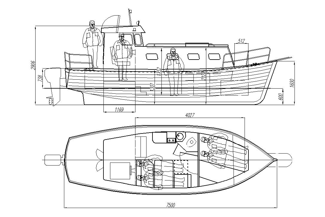 Чертежи водоизмещающий катер - 88 фото