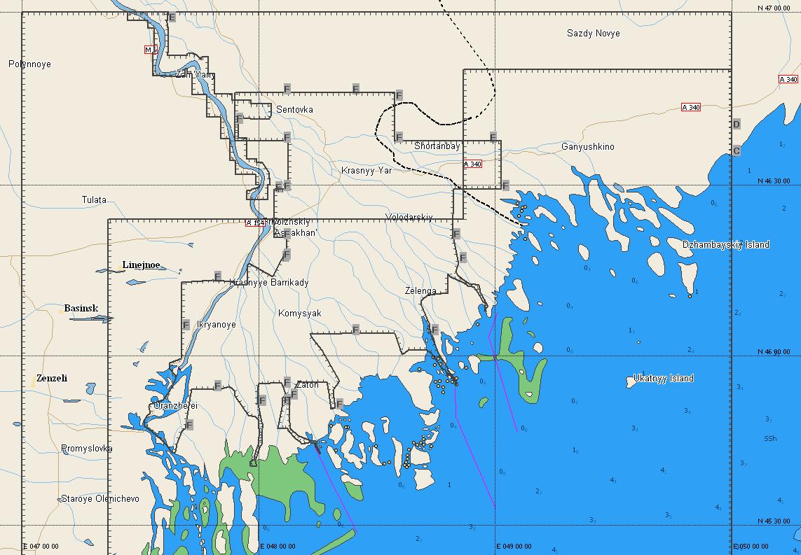 Карта каспийского моря с глубинами