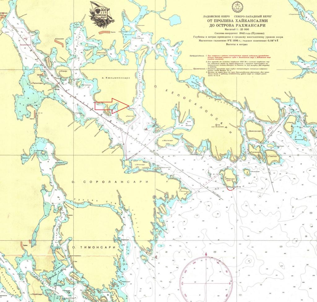 Карта ладожского озера с глубинами и рыболовными точками