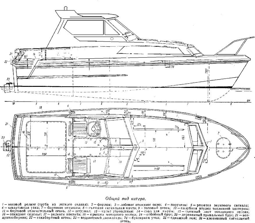 Чертеж корпуса катера