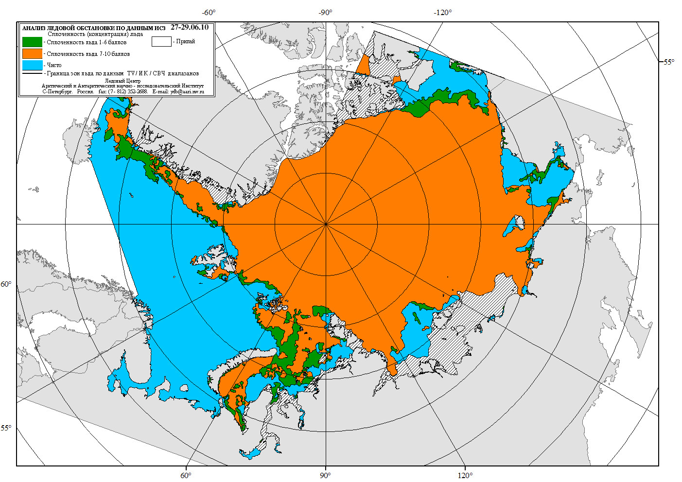 Карта замерзания морей