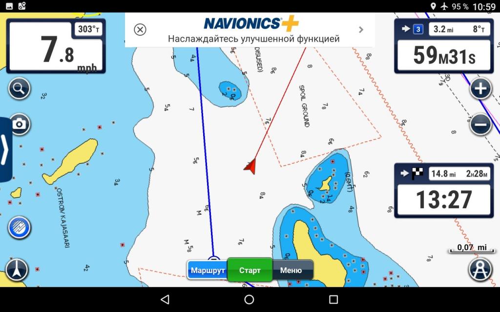 Карта глубин navionics