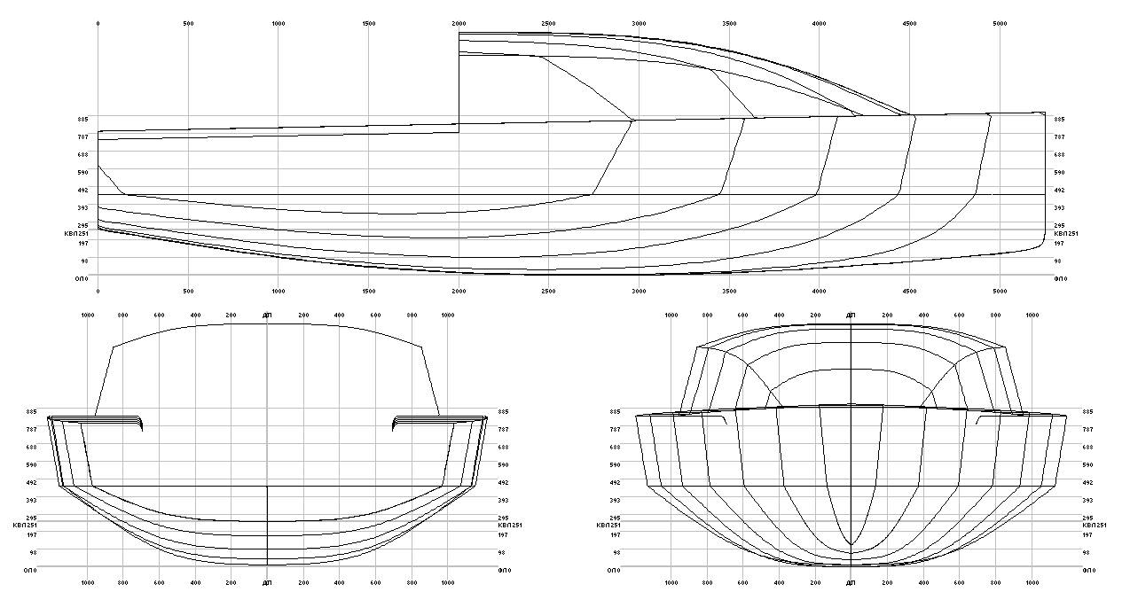 Чертеж корпуса катера