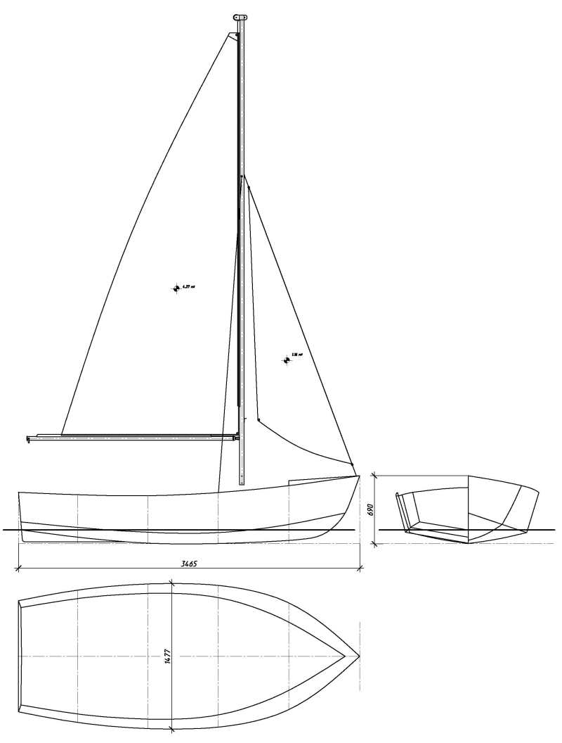 Чертеж швертбота 470