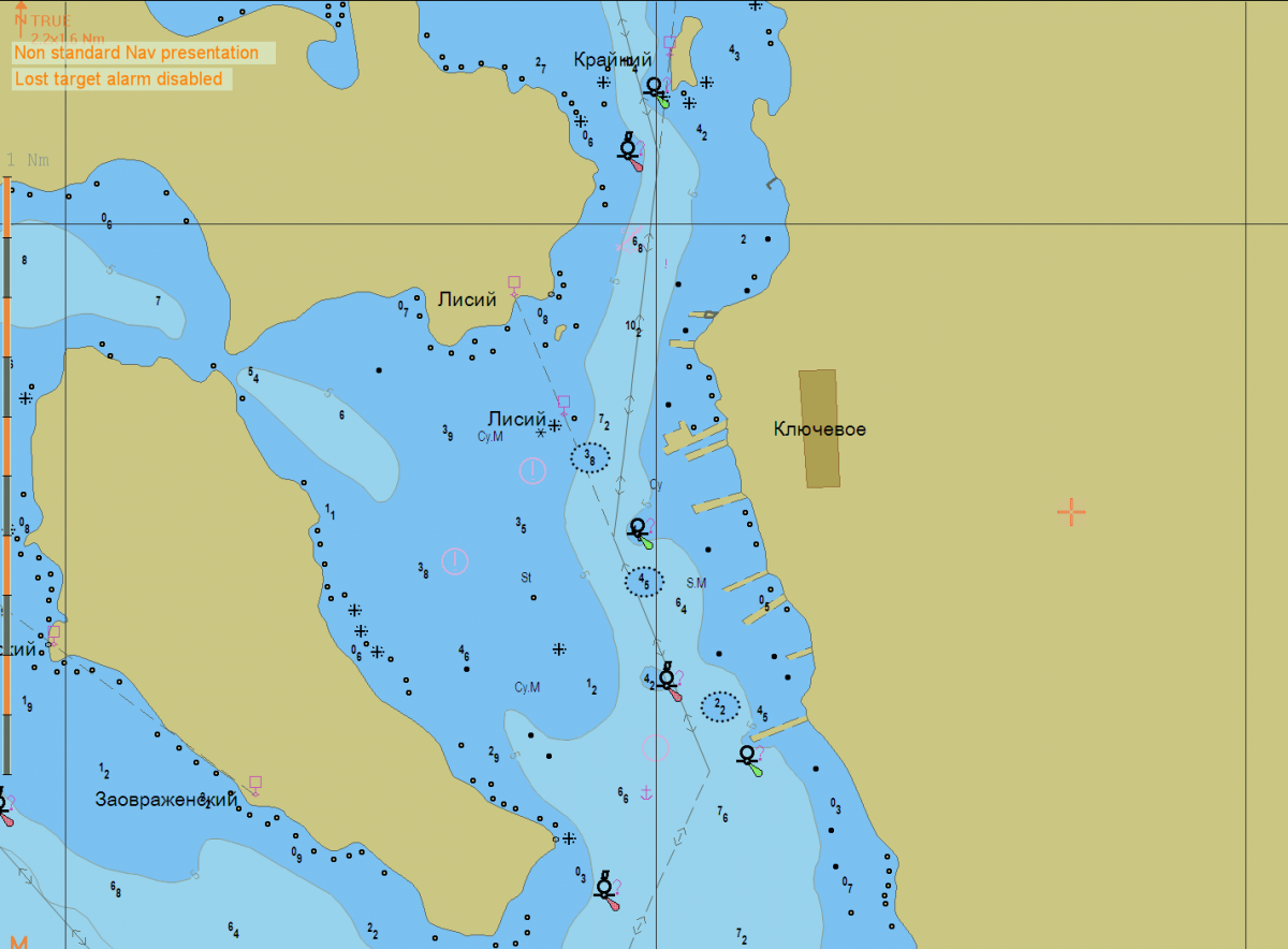 Морская карта острова русский с глубинами