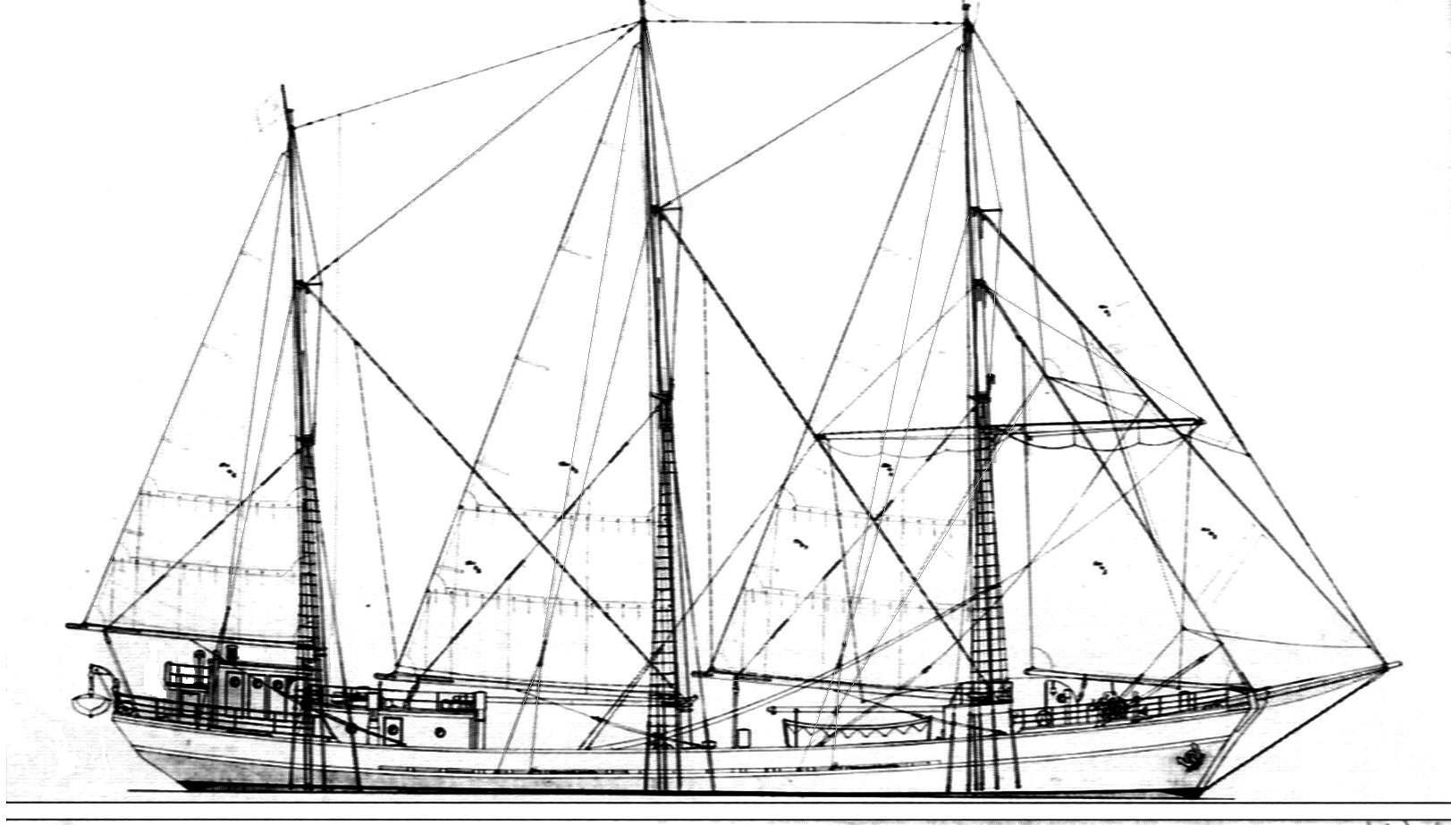 Двухмачтовая шхуна марсельная чертежи